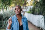 woman wearing denim jacket