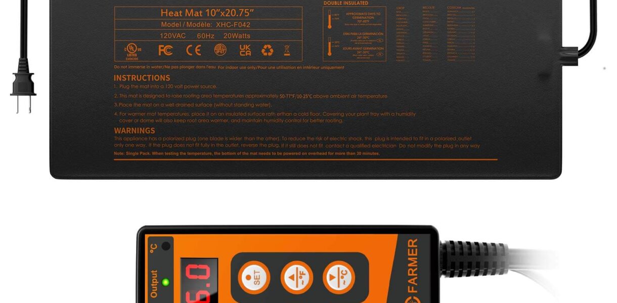 Spider Farmer 10”X20.75” Seedling Heat Mat & Controller Set