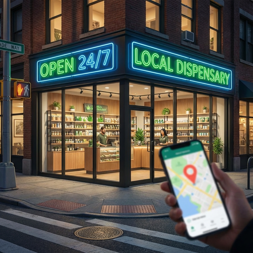 Illustration of Dispensary Open Near Me: Best 24/7 Local Spots Now
