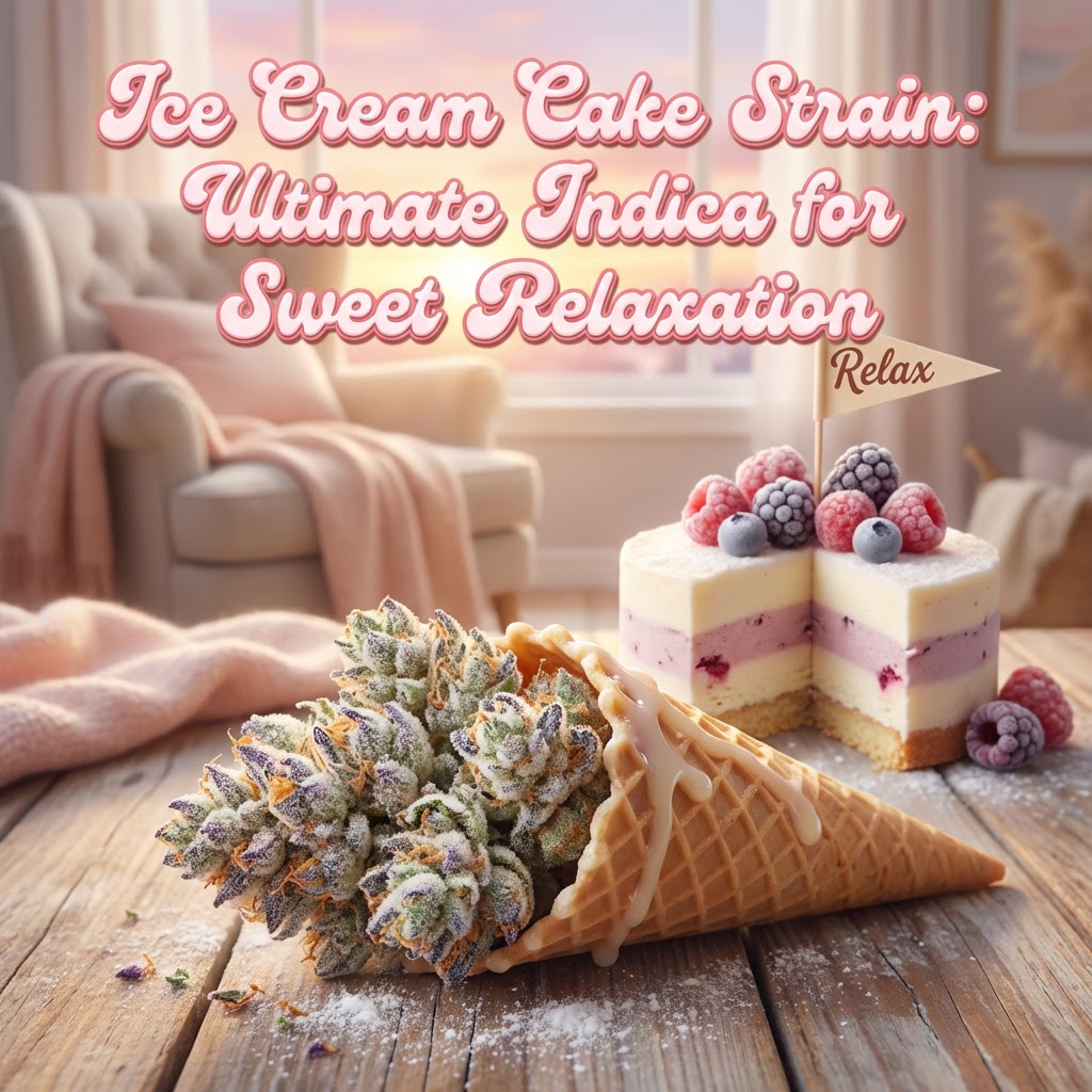 Illustration of Ice Cream Cake Strain: Ultimate Indica for Sweet Relaxation