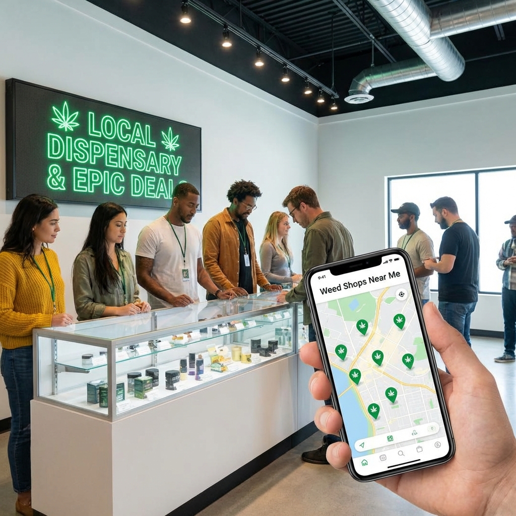 Illustration of Weed Shops Near Me: Best Local Dispensaries & Epic Deals