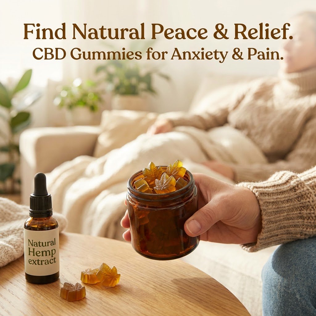 Illustration of CBD Gummies: Must-Have Best Natural Relief for Anxiety & Pain